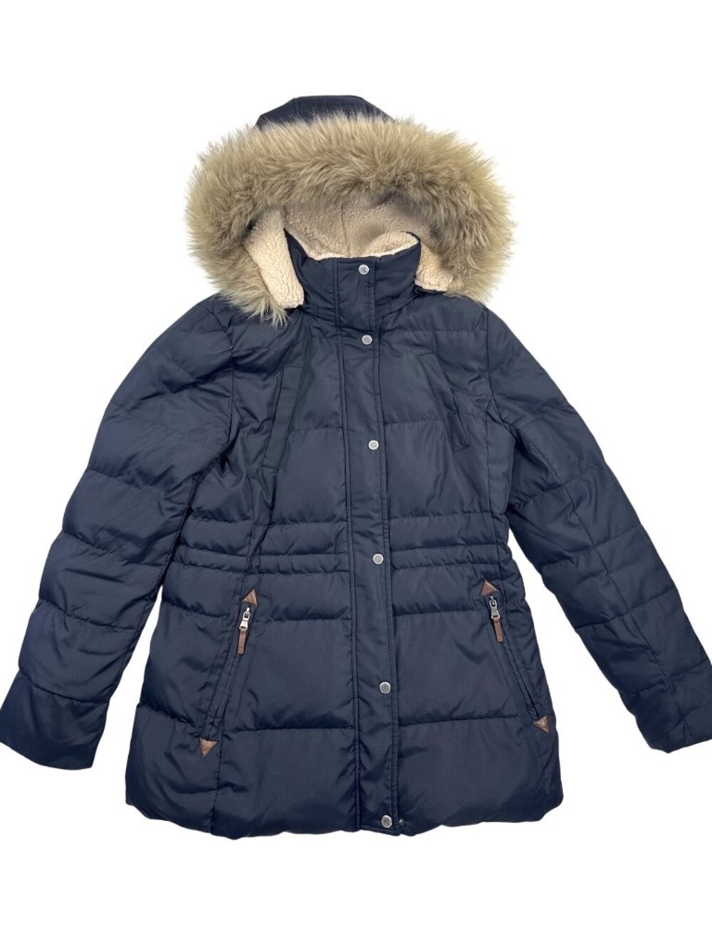 Lauren Ralph Lauren Women's S Down Puffer Jacket Faux Fur Hood Winter Coat
